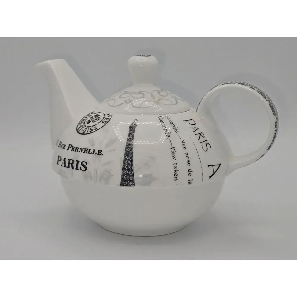 Paula Scaletta PPD Paris Postcard Bone China Teapot Eiffel Tower